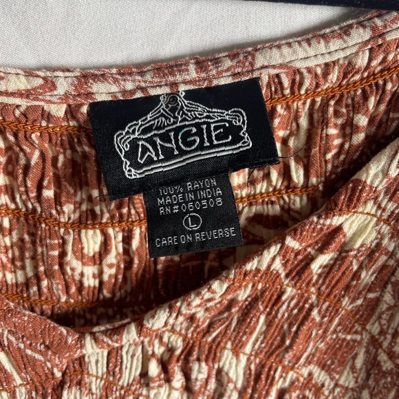 Angie Rust and Cream Floral Smocked Midi Dress - Picture 2 of 5